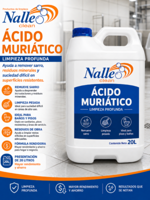 Ácido Muriático Nalleclean 20L – Potente Limpiador y Desincrustante